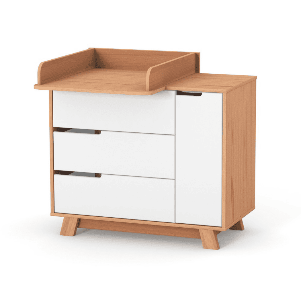 Dětská komoda Lussi Gekko Kids, 90x49x77cm, Bílá / Přírodní Buk